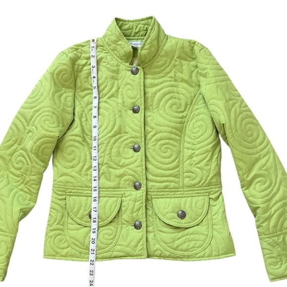 David Brooks W’s PXS Light Green Quilted Jacket Mandarin Collar Button Front - Picture 6 of 10